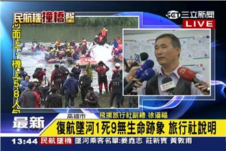 復航撞橋墜基隆河　旅行社說明