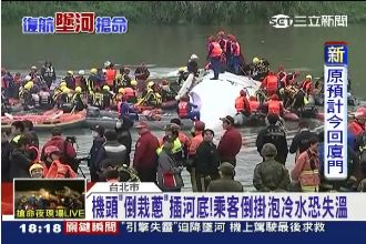 機頭倒栽插河底！乘客泡冷水恐失溫