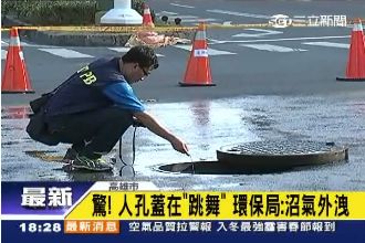 人孔蓋狂跳　沼氣外洩嚇壞高雄民眾