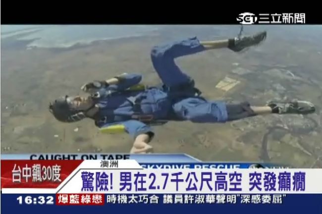 澳男跳傘突癲癇　教練神之手救他一命