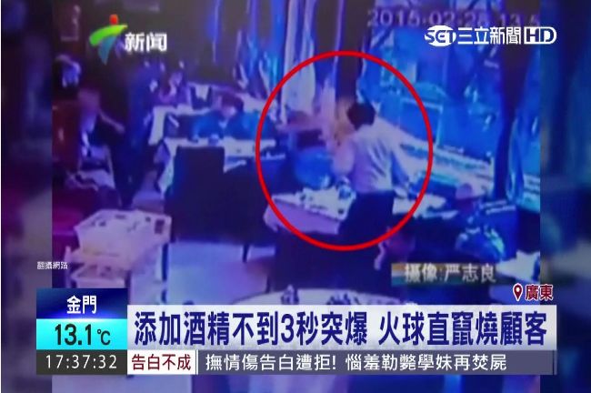 自行為酒精燈添加酒精　陸女遭火紋身