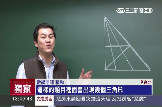 數學老師也說難！圖中有幾個三角形？