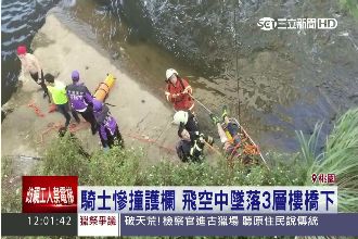 重機狂飆失控撞護欄　騎士拋飛墜橋下