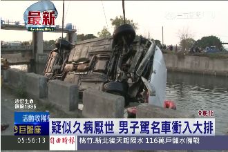 男子疑似因久病厭世　駕車衝入大排…