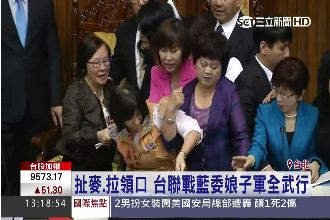 扯麥拉領口　台聯戰藍委娘子軍全武行