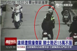 違規遭攔撞傷警　騎士賠近15萬不服