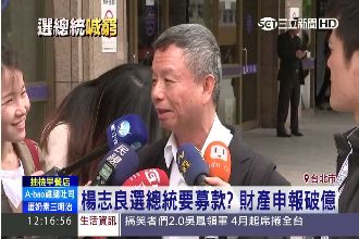 怒批選總統門檻高　楊志良財產卻破億