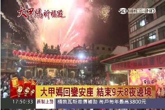 數十萬信眾爭睹　大甲媽回鑾安座