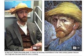 梵谷復活了？（翻攝自http://www.dailymail.co.uk/news/article-3068802/Brooklyn-man-bears-uncanny-resemblance-dead-painter-Vincent-Van-Gogh.html）