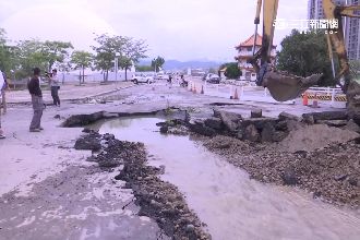 大雨灌箱涵　洲際棒球場地基掏空下陷