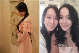 許慧欣大肚子、許慧欣跟妹妹合照。（翻攝自許慧欣微博／合成）