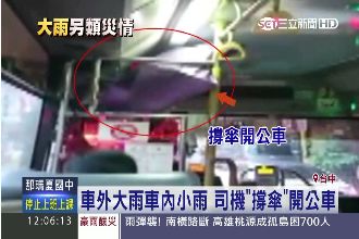 車外大雨車內小雨　司機「撐傘」開車