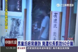 男童拒背唐詩　竟遭校長罰跪50分鐘