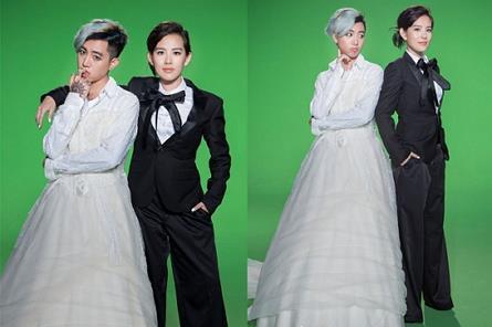謝和弦披蕾絲婚紗　笑稱像做變性手術