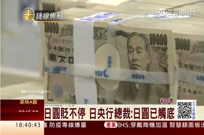 日幣貶不停　日央行總裁：日圓已觸底