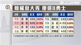 除權息大秀　優選8勇士