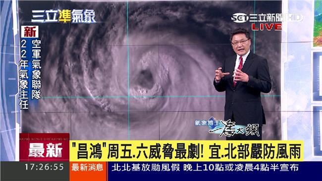 中颱昌鴻來勢洶洶　周五北部雨勢劇烈