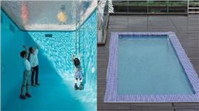 組圖 駁二特區泳池天台抄襲/左圖翻攝自日本金澤21世紀美術館官網、右圖翻攝自駁二藝術特區臉書