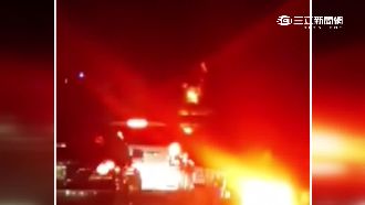 貨車爆炸國1陷火海　一度回堵4公里