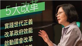 ▲民進黨總統參選人蔡英文拋出五大改革。（圖／翻攝自蔡英文臉書）