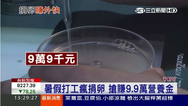 美眉揪團捐卵子　捐一次賺9萬9