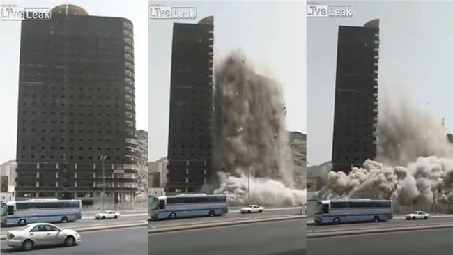 影／沙國一大樓崩塌　瞬間變「半樓」