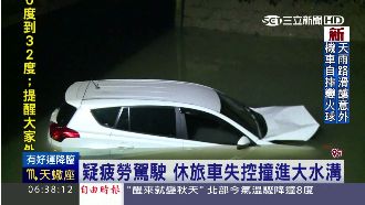 疑疲勞駕駛　百萬休旅車失控摔大水溝