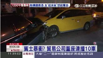 意外？老賓士車失控　連環撞10台車