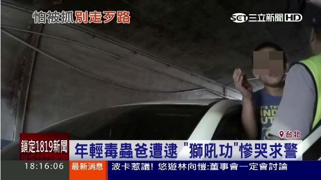 年輕毒蟲爸遭逮　「獅吼功」慘哭求警