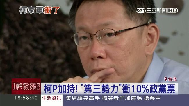 柯文哲加持第三勢力　力衝10%門檻