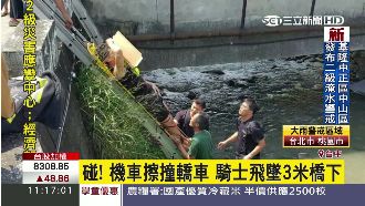 疑騎太快擦撞轎車　男子飛墜3米橋下