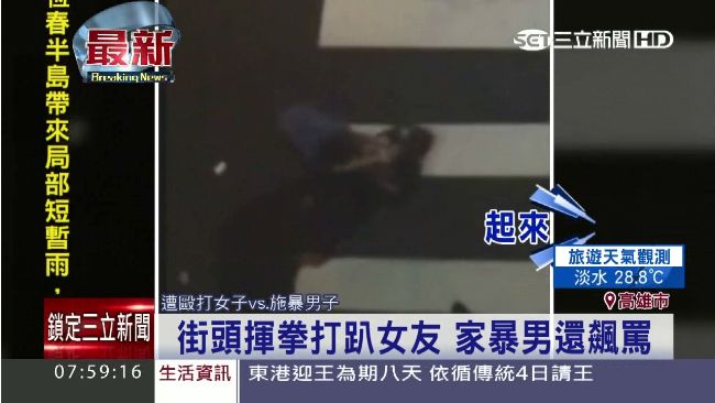 男友當街毆打女友　倒地也不肯罷休