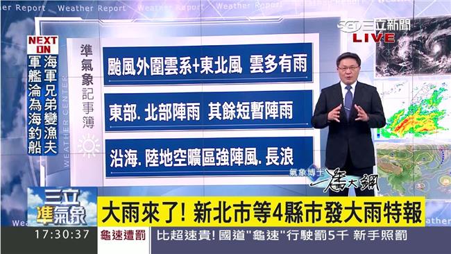 大雨來了！新北市等4縣市發大雨特報