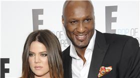 Lamar Odom與老婆Khloe Kardashian(AP)