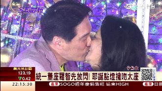 耶誕點燈放閃　統一董座羅智先吻愛妻