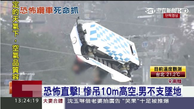 纜車180度翻轉　滑雪客倒吊半空中