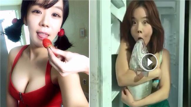 爆乳妹扮美人魚　鹹濕舔魚頭千萬人看