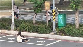 女子坐機車待轉區拍照 （圖／翻攝自爆料公社）