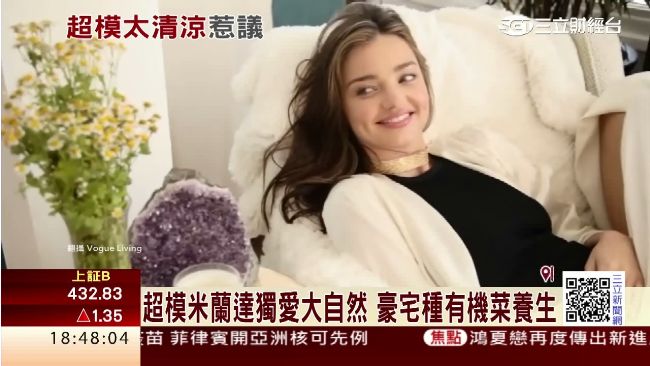 超模米蘭達秀豪宅　全裸拍封面惹議