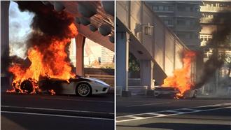 影／千萬法拉利陷火海　當街燒成廢鐵