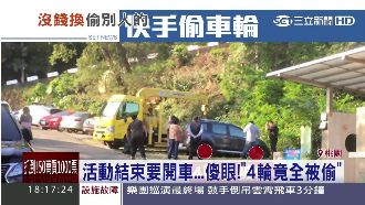 傻眼！停個車竟然‧‧‧4輪胎全被偷