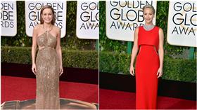 珍妮佛勞倫斯、布麗拉森、金球獎、紅毯／達志影像／美聯社
