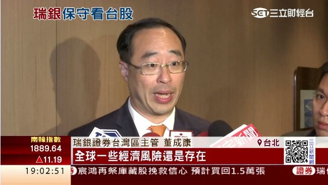 瑞銀：下修台股目標至8600點