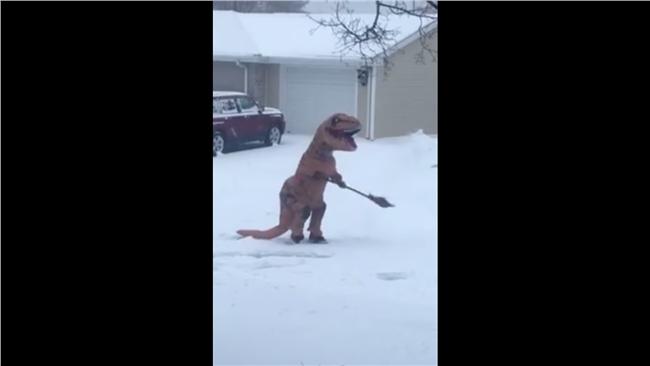 怪獸暴風雪驚見暴龍！短手剷雪是哪招