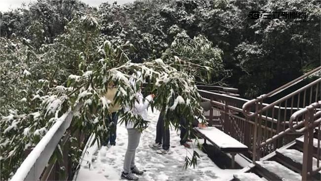 作夢也沒想到　內湖碧山巖竟然下雪了