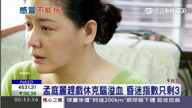 女星尬戲休克腦溢血　昏迷指數剩3