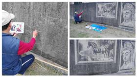 畫畫,神人,作畫,黃聖人,鐵刷,筷子（爆料公社）