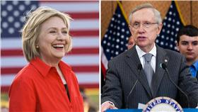 希拉蕊獲國會大老力挺（合成圖／翻攝自Hillary Clinton、Senator Harry Reid臉書）