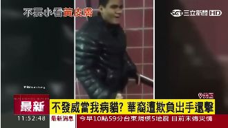 不發威當病貓？華裔男出拳打趴非裔男