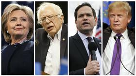 希拉蕊（Hillary Clinton）、桑德斯（Bernie Sanders）、川普（Donald Trump）、盧比歐（Marco Rubio）（圖／美聯社／達志影像）